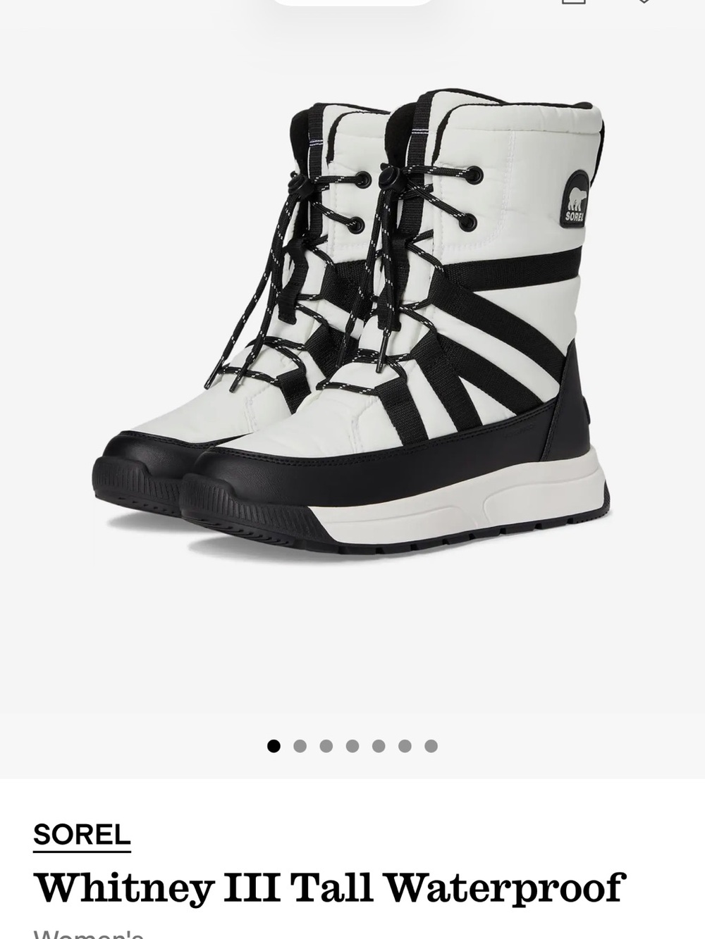 Sorel White and Black Whitney III High Lace-Up Waterproof Winter Boots